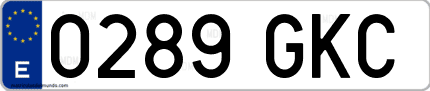 Ejemplo de matrícula de coche ordinaria 0289 GKC