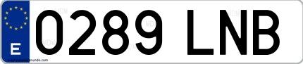 Ejemplo de matrícula española 0289 LNB