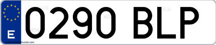 Ejemplo de matrícula de coche ordinaria 0290 BLP