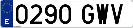 Ejemplo de matrícula de coche ordinaria 0290 GWV