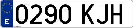 Ejemplo de matrícula de coche ordinaria 0290 KJH