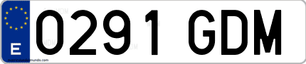 Ejemplo de matrícula de coche ordinaria 0291 GDM