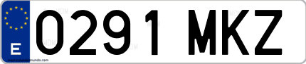 Ejemplo de matrícula de coche ordinaria 0291 MKZ
