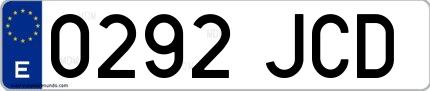Ejemplo de matrícula española 0292 JCD