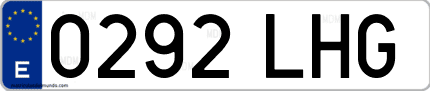 Ejemplo de matrícula de coche ordinaria 0292 LHG