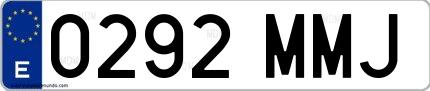 Ejemplo de matrícula española 0292 MMJ