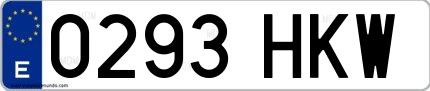 Ejemplo de matrícula española 0293 HKW