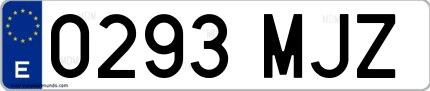 Ejemplo de matrícula española 0293 MJZ