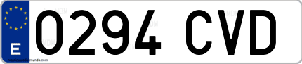 Ejemplo de matrícula de coche ordinaria 0294 CVD