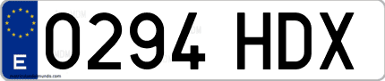 Ejemplo de matrícula de coche ordinaria 0294 HDX
