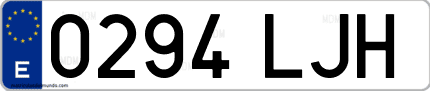 Ejemplo de matrícula de coche ordinaria 0294 LJH