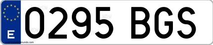 Ejemplo de matrícula española 0295 BGS