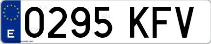 Ejemplo de matrícula española 0295 KFV
