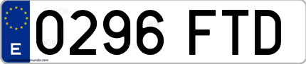 Ejemplo de matrícula de coche ordinaria 0296 FTD