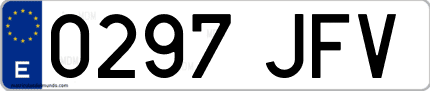 Ejemplo de matrícula de coche ordinaria 0297 JFV
