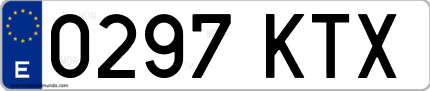 Ejemplo de matrícula de coche ordinaria 0297 KTX