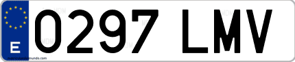 Ejemplo de matrícula de coche ordinaria 0297 LMV
