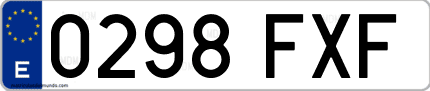 Ejemplo de matrícula de coche ordinaria 0298 FXF