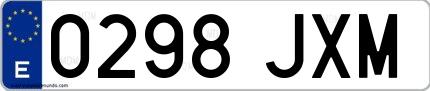 Ejemplo de matrícula de coche ordinaria 0298 JXM