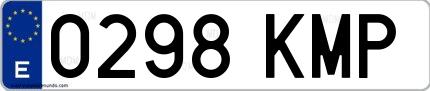 Ejemplo de matrícula española 0298 KMP