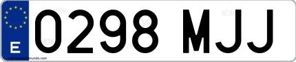 Ejemplo de matrícula española 0298 MJJ