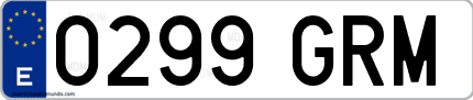 Ejemplo de matrícula de coche ordinaria 0299 GRM