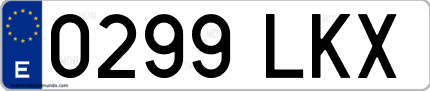 Ejemplo de matrícula de coche ordinaria 0299 LKX
