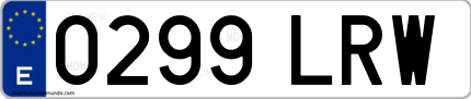 Ejemplo de matrícula de coche ordinaria 0299 LRW