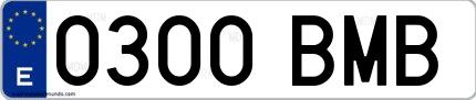 Ejemplo de matrícula española 0300 BMB