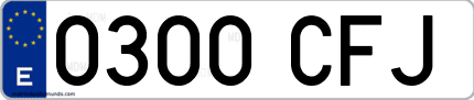 Ejemplo de matrícula de coche ordinaria 0300 CFJ