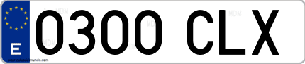 Ejemplo de matrícula de coche ordinaria 0300 CLX