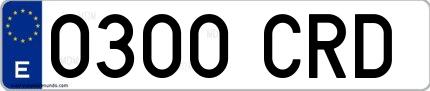 Ejemplo de matrícula española 0300 CRD
