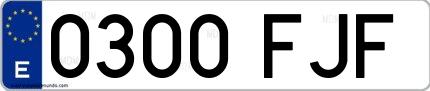 Ejemplo de matrícula española 0300 FJF