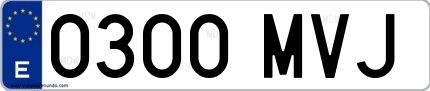 Ejemplo de matrícula española 0300 MVJ
