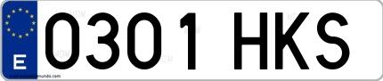 Ejemplo de matrícula española 0301 HKS
