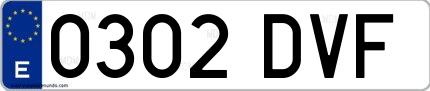 Ejemplo de matrícula española 0302 DVF