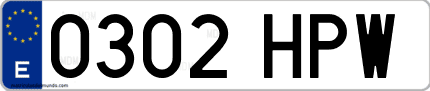 Ejemplo de matrícula de coche ordinaria 0302 HPW