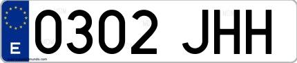 Ejemplo de matrícula española 0302 JHH