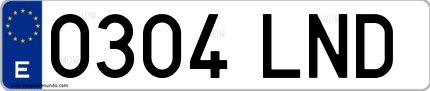 Ejemplo de matrícula española 0304 LND