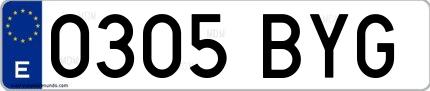 Ejemplo de matrícula española 0305 BYG