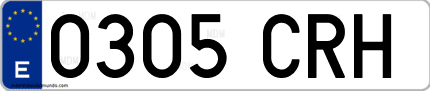 Ejemplo de matrícula de coche ordinaria 0305 CRH
