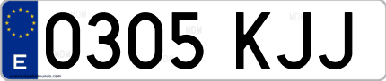 Ejemplo de matrícula de coche ordinaria 0305 KJJ
