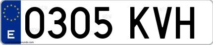 Ejemplo de matrícula española 0305 KVH