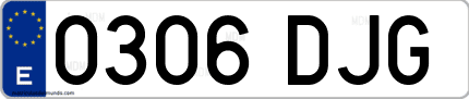 Ejemplo de matrícula de coche ordinaria 0306 DJG
