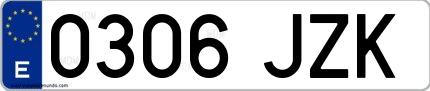 Ejemplo de matrícula española 0306 JZK