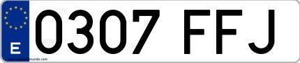 Ejemplo de matrícula española 0307 FFJ