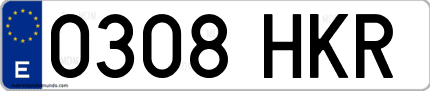 Ejemplo de matrícula de coche ordinaria 0308 HKR