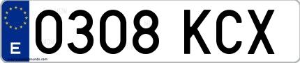 Ejemplo de matrícula española 0308 KCX