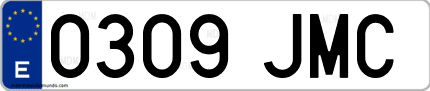 Ejemplo de matrícula de coche ordinaria 0309 JMC