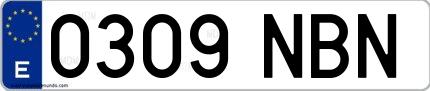 Ejemplo de matrícula española 0309 NBN